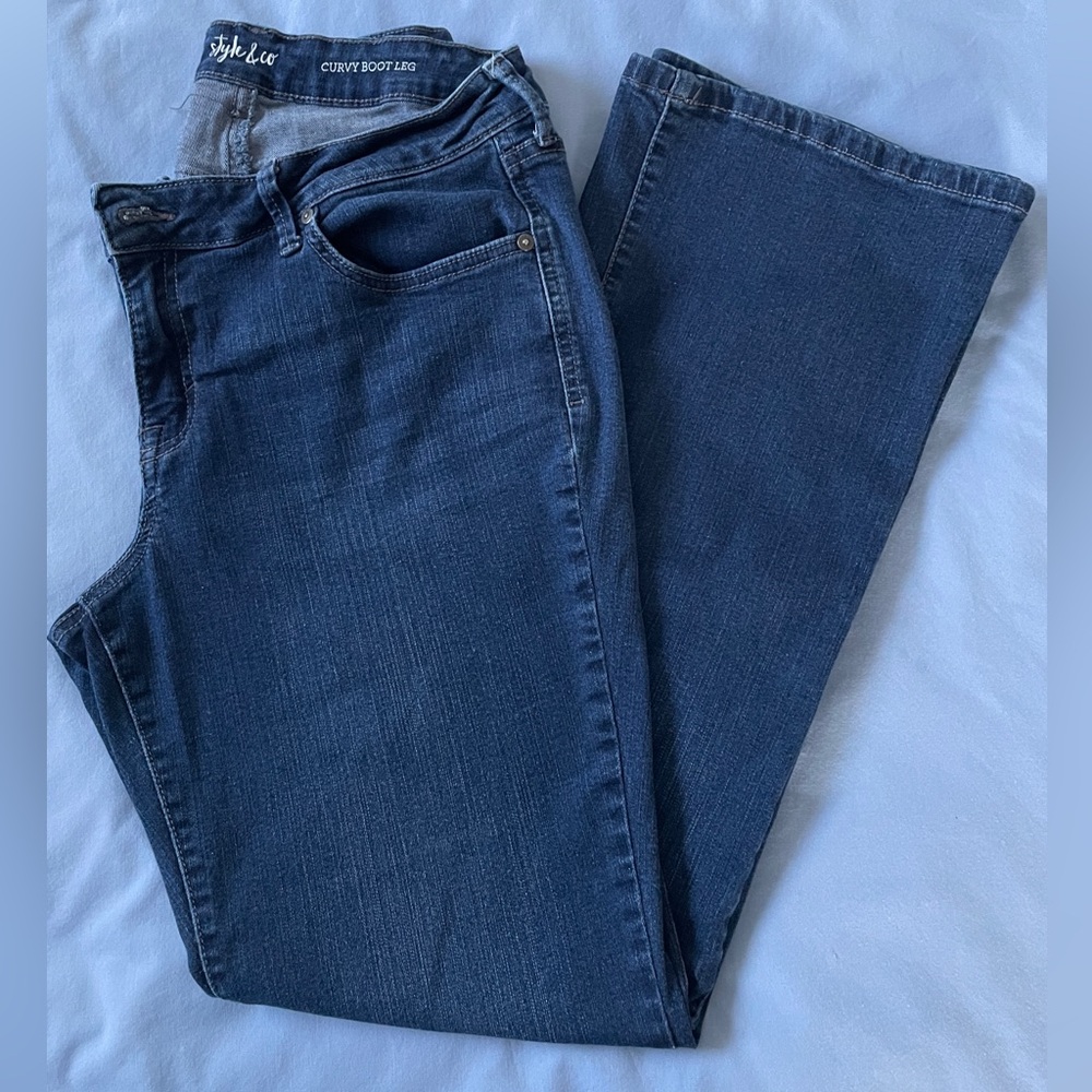 Style & Co Curvy Boot Leg Blue Jeans